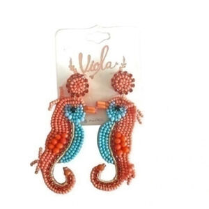 NWT Multi-Bead Seahorse Earrings Made In India